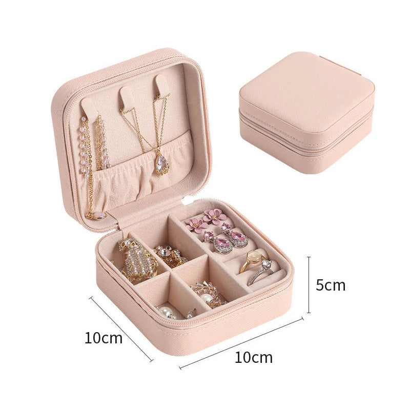 Double-Layer Wooden Jewelry Box – PU Leather Ring & Accessory Organizer with Storage and Makeup Case
