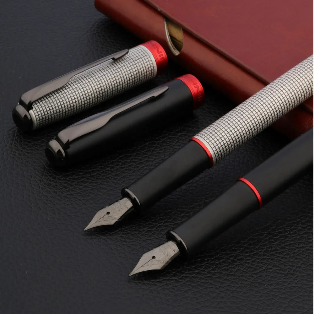 Luxury JINHAO 75 Fountain Pen – Checkered Design with Ash Feather Arrow, Tungsten Steel Black Nib for Office & School