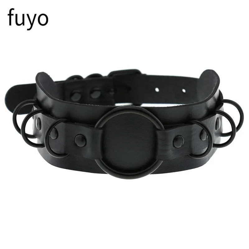 Black Cross Gothic Punk PU Leather Choker – Rock Necklace Jewelry for Women and Men