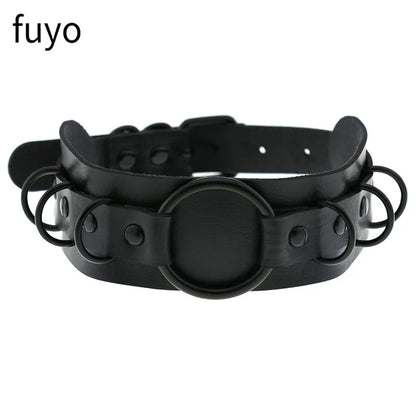 Black Cross Gothic Punk PU Leather Choker – Rock Necklace Jewelry for Women and Men