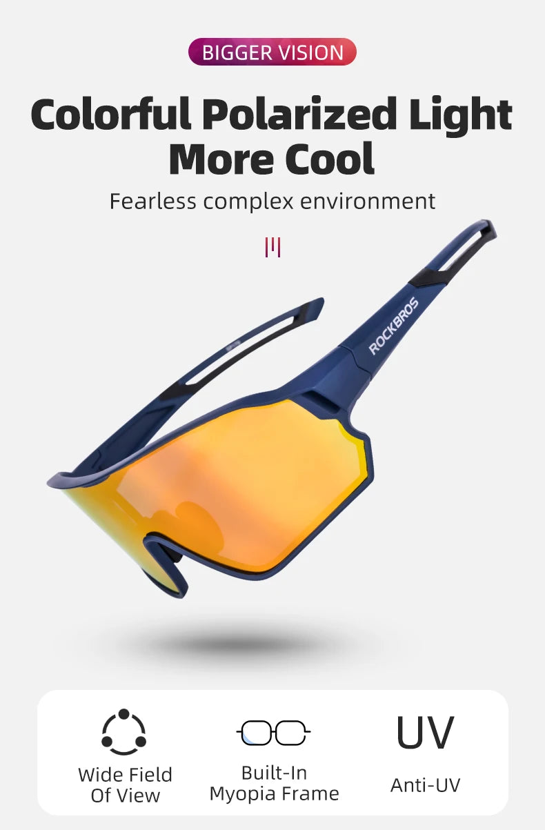 ROCKBROS Polarized Sports Sunglasses — UV400 Cycling Glasses for Outdoor Hiking, Golf & Camping