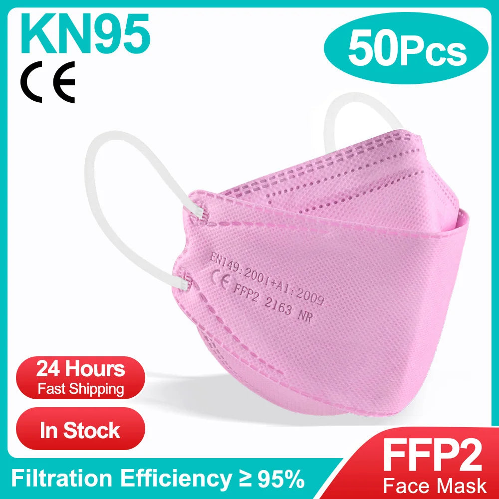 Colored FFP2 KN95 Face Masks – 4-Layer Protective Mascarillas, Certified N95/FFP2 Safety Mask