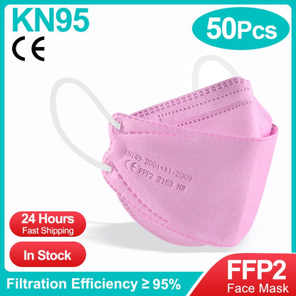 Colored FFP2 KN95 Face Masks – 4-Layer Protective Mascarillas, Certified N95/FFP2 Safety Mask