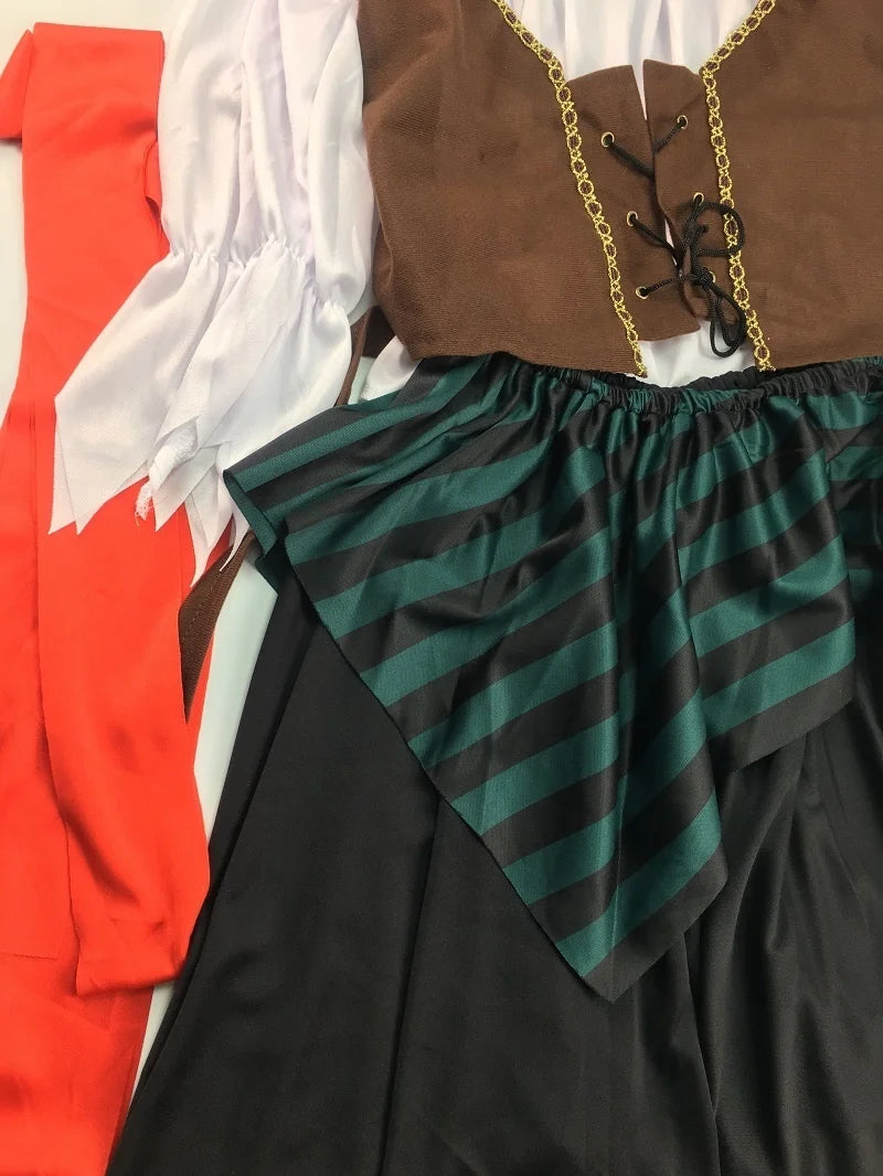 Pirates of the Caribbean Cosplay Costume – Adult Captain Jack Sparrow Outfit for Men & Women, Halloween Party