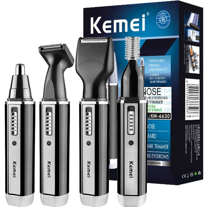 4-in-1 Rechargeable Nose Trimmer: Beard and Ear Hair Removal Clean Machine for Men - Eyebrow and Nose Hair Trimmer