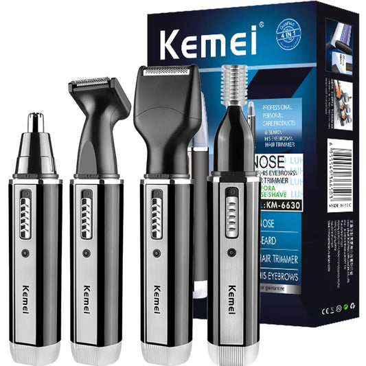 4-in-1 Rechargeable Nose Trimmer: Beard and Ear Hair Removal Clean Machine for Men - Eyebrow and Nose Hair Trimmer
