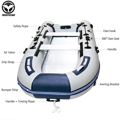 5-6 Person Inflatable Assault Boat – 3.8m PVC Fishing Rowing Boat with Aluminum Floor & Speed Raft Accessories