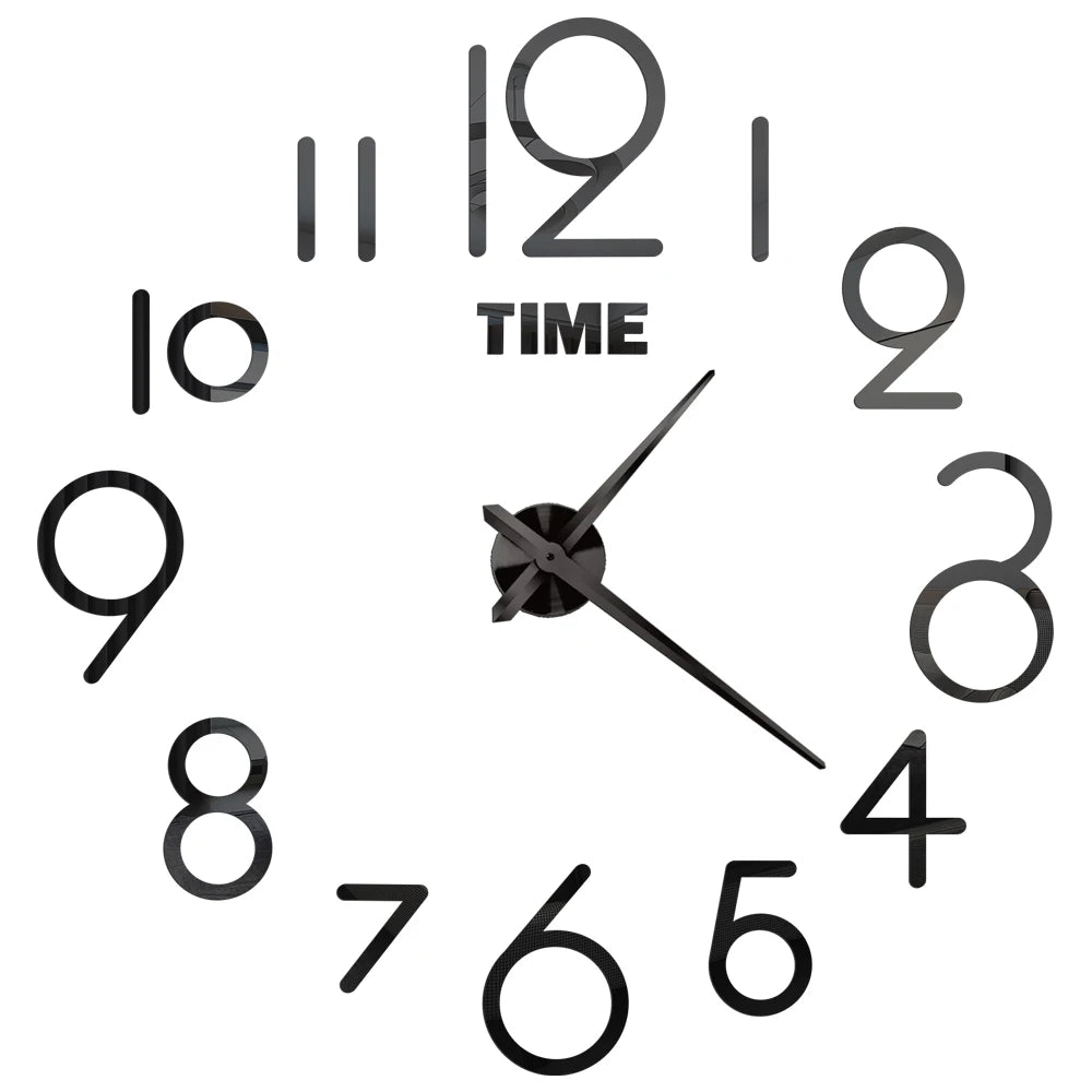 3D DIY Wall Clock - Modern Acrylic Mirror Sticker Quartz Clock For Living Room Decor With Silent Movement