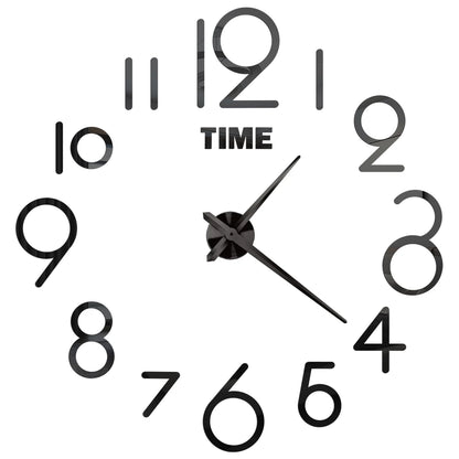 3D DIY Wall Clock - Modern Acrylic Mirror Sticker Quartz Clock For Living Room Decor With Silent Movement