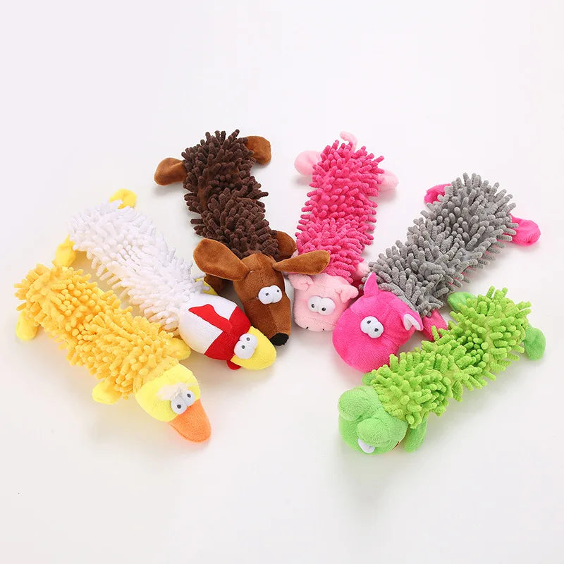 Durable Plush Dog Toy - Squeaky Animal-Shaped Chew Toy for Small Dogs and Puppies