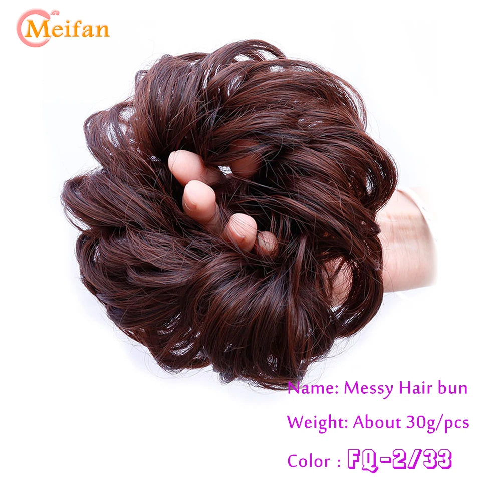MEIFAN Synthetic Chignon Hair Bun – Elastic Rubber Band Clip-In Updo Ponytail Hair Extension for Women