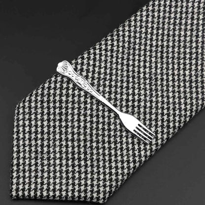 Men’s Stainless Steel Tie Clip - Car Airplane Fork Spoon Shape Necktie Pin Gift Accessory