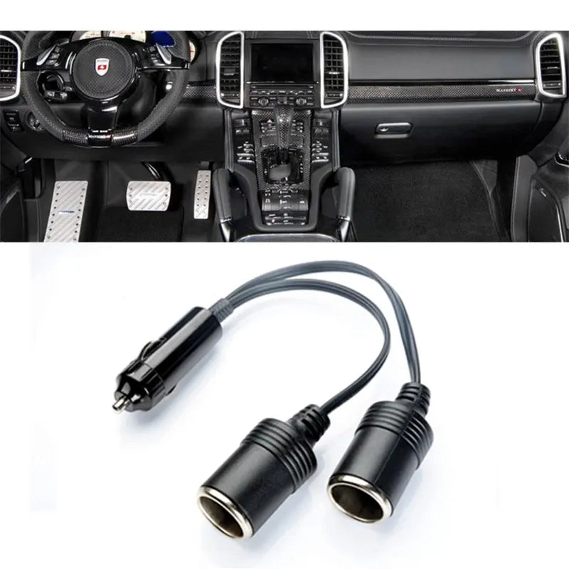 Dual-Port Car Cigarette Lighter Splitter - Universal Female Socket Power Adapter for Automotive Electronics & Accessories