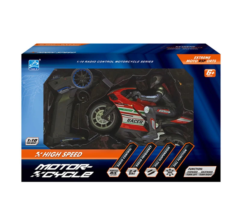 1/6 Scale RC Electric Racing Motorcycle – High-Speed 4CH Remote Control Drift Car Toy for Boys