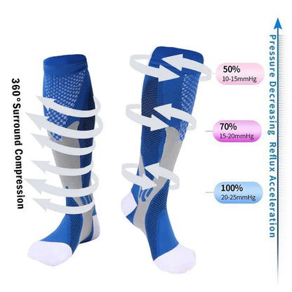 Men's Compression Sports Socks - Running, Cycling, Nursing, Varicose Veins Support, Outdoor Hiking Socks