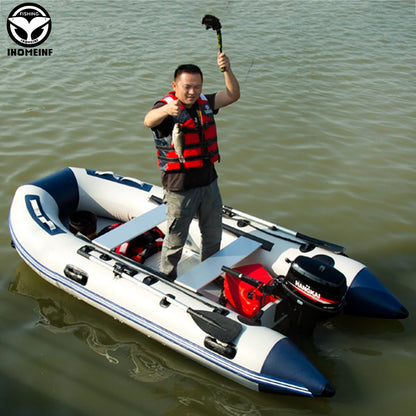5-6 Person Inflatable Assault Boat – 3.8m PVC Fishing Rowing Boat with Aluminum Floor & Speed Raft Accessories
