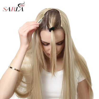 Synthetic U-Part Clip-in Hair Extensions – Long, Straight, Thick Blonde Hairpieces (16, 20, 24 Inch)
