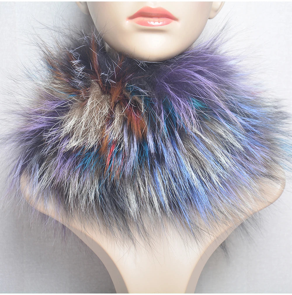 2025 Real Fox Fur Scarf and Headband – Luxury Winter Neck Warmer for Women, 100% Natural Fur, Elastic Ring Muffler