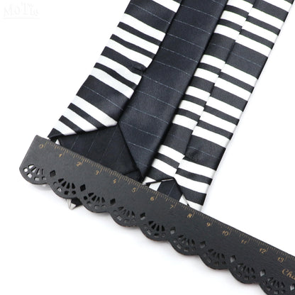 Musical Notes Slim Necktie - Silky Piano & Guitar Print Tie for Men & Women, Elegant Fashion Gift