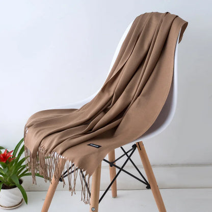 Desgine Solid Cashmere Scarf – Warm Autumn Winter Shawl Wrap with Tassels, Unisex Pashmina for Women and Men 2024