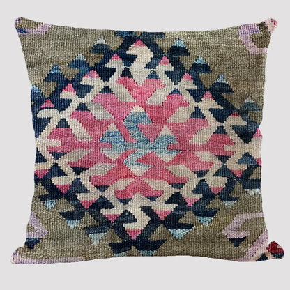 Bohemian Linen Cushion Cover – Multicolor Ethnic Geometric Pattern Decorative Pillow for Living Room Sofa
