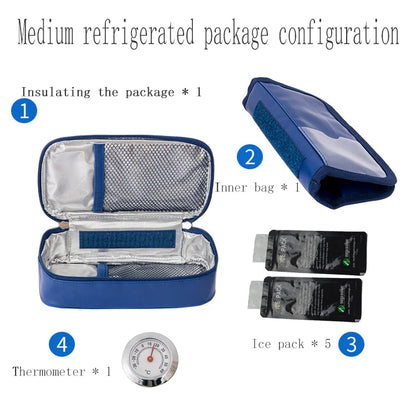 Mega Insulin Cooler Box – Portable Medium-Sized Insulated Travel Case for Diabetics with Nylon Fabric & Aluminum Foil Lining