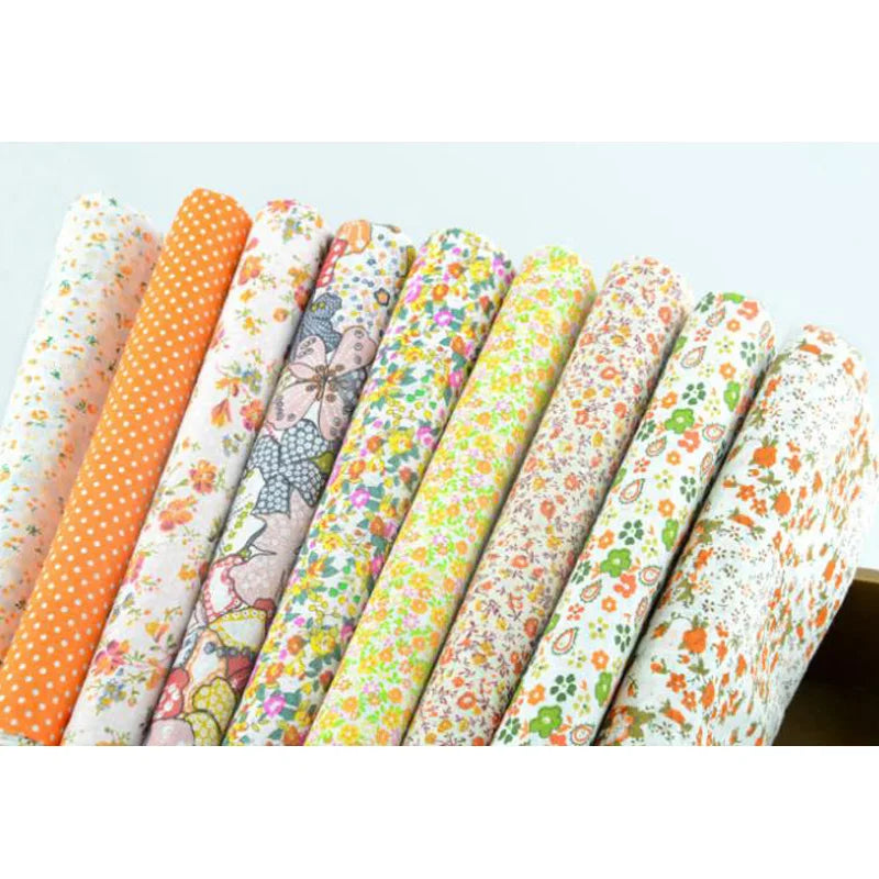 African Ankara Cotton Fabric - 9-Piece 50x50CM Floral Patchwork Sewing Tilda Cloth Fabric Set