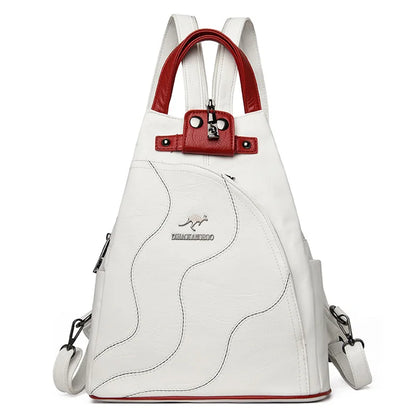 Women's Leather Zipper Backpack - Chest Bag Travel Pack, Ladies' School Bagpack for Teenage Girls, Sac A Dos