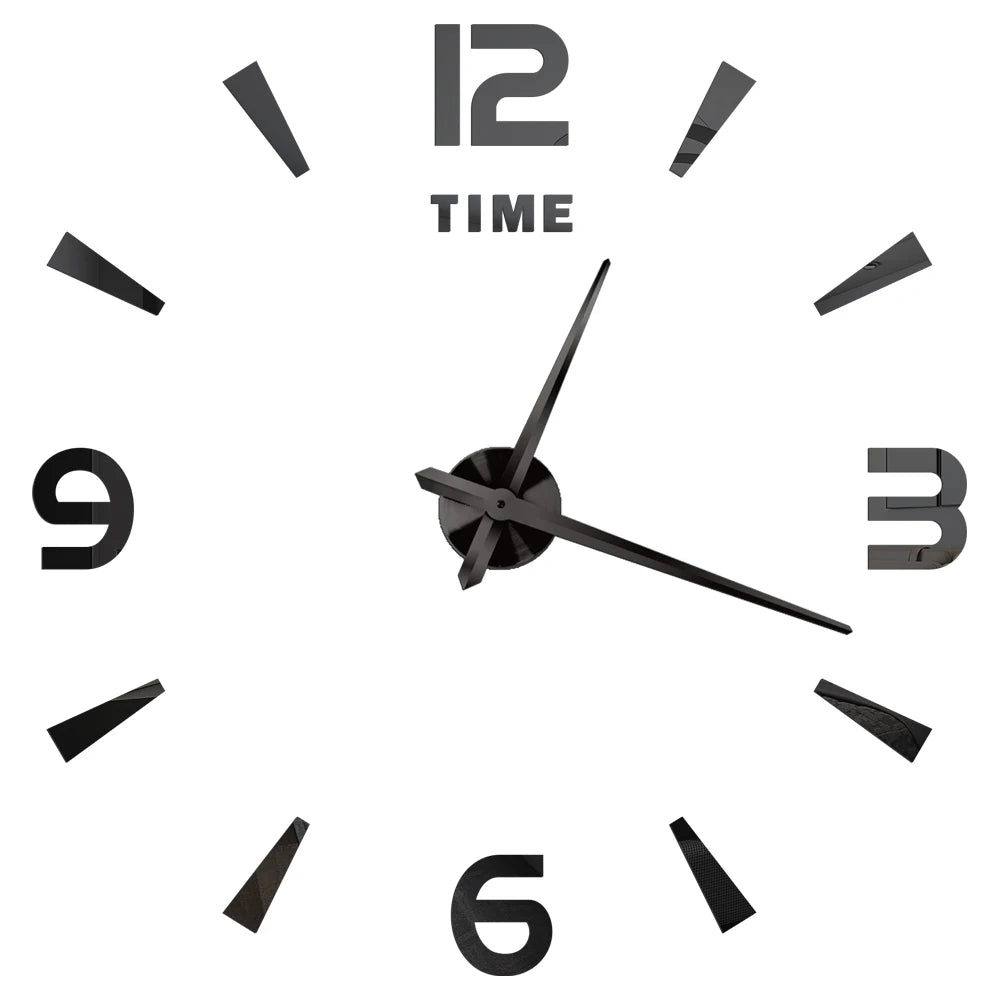 3D DIY Wall Clock - Modern Acrylic Mirror Sticker Quartz Clock For Living Room Decor With Silent Movement