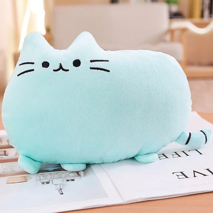 Kawaii Cat Plush Pillow - Soft Colorful Kitten Cushion Stuffed Toy in Gray, Pink & White, Cute Gift for Girlfriend