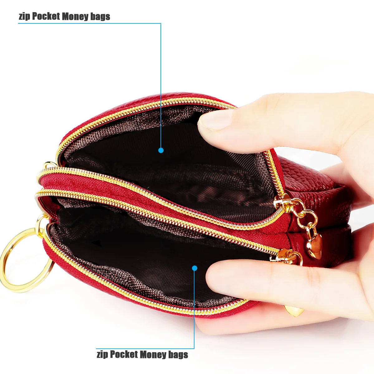 Senorita Genuine Leather Women’s Coin Purse – Double Zipper Small Wallet