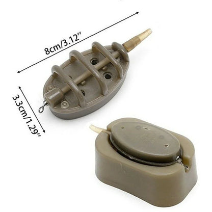 FLYSAND Inline Method Feeder Mould - Bait Thrower Bait Plumb Set Carp Fishing Bait Holder Tool, 4 Feeders/Set