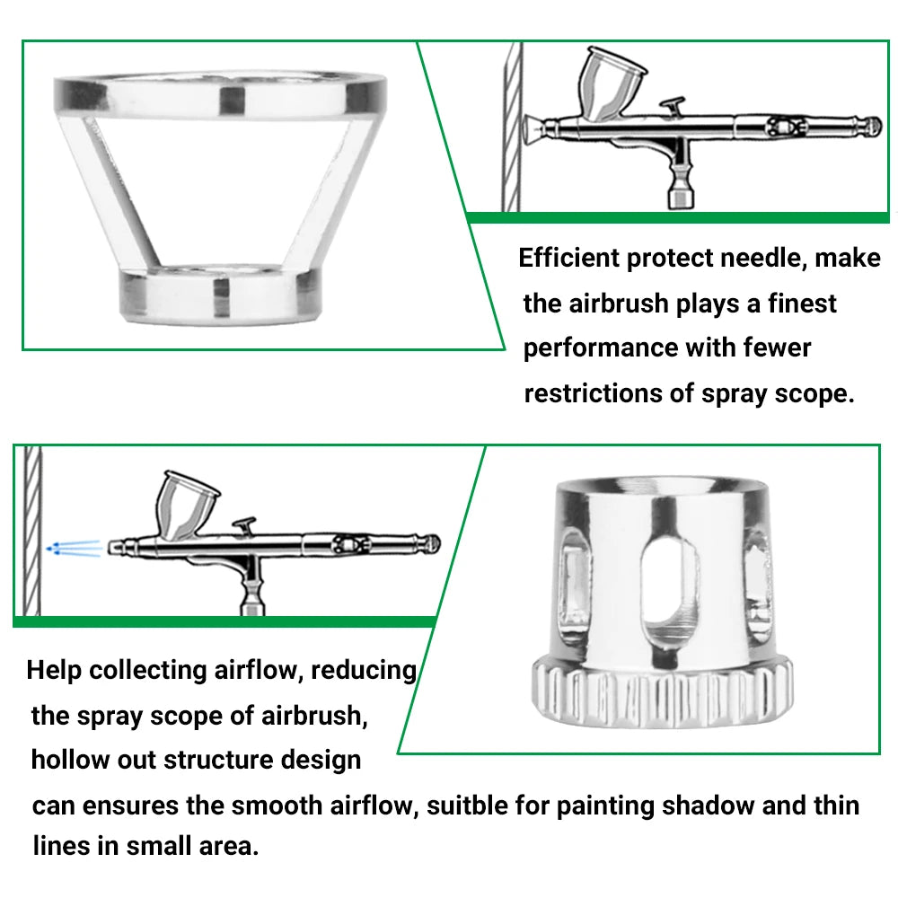 Airbrush Cover Caps – Crown, Tomahawk, Hollow Condensing & Spatter Fan Caps Accessory