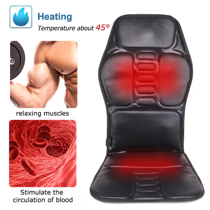 KLASVSA Electric Back Massager Cushion – Heated Vibrating Massage Chair for Lumbar & Neck Pain Relief at Home, Office, Car