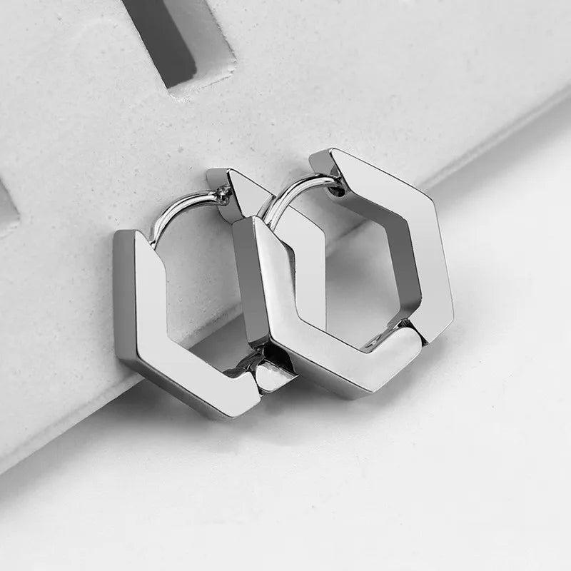 MEYRROYU Stainless Steel Mini Hoop Earrings – 3 Color Geometric Jewelry for Women & Men