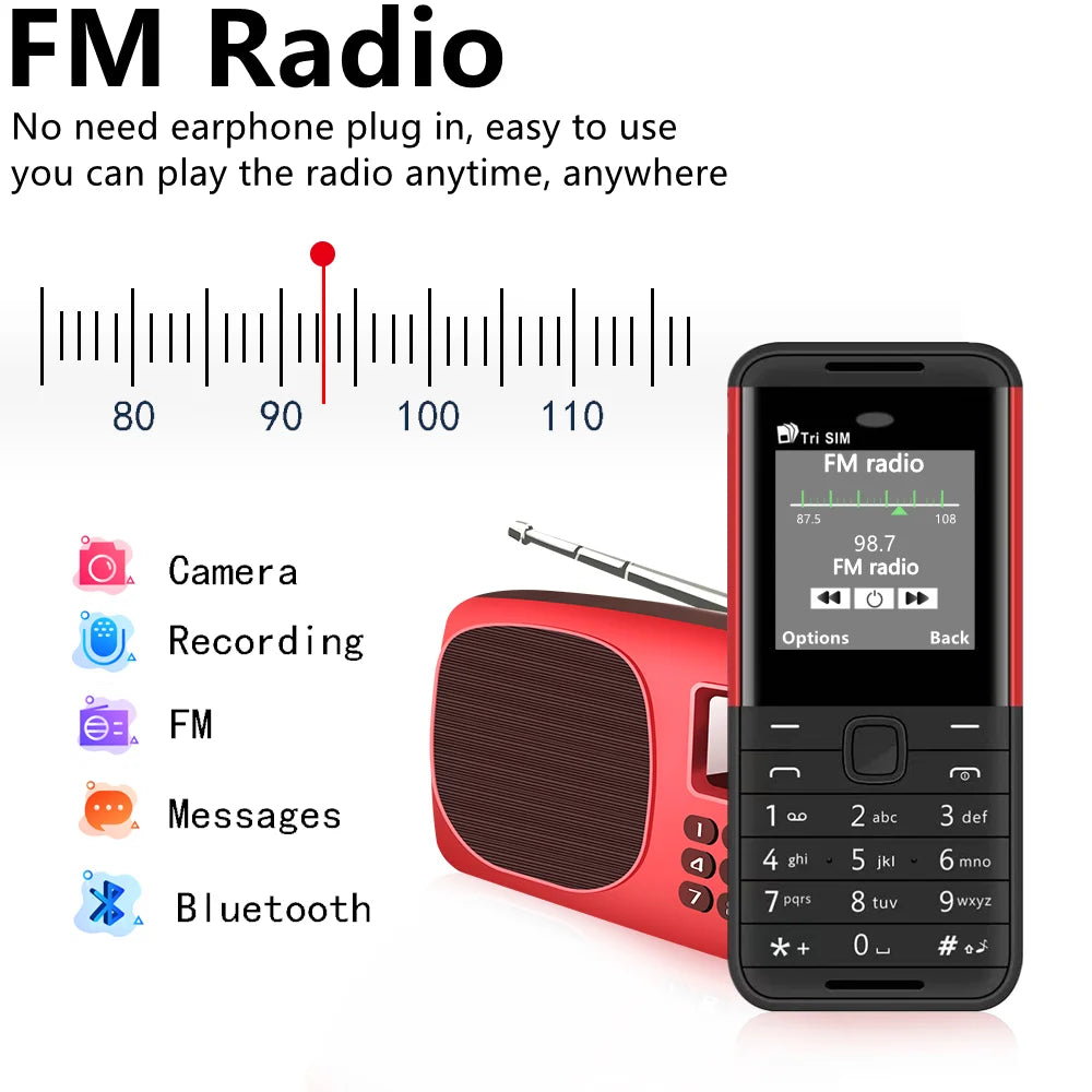SERVO BM5310 Mini Mobile Phone — 3 SIM, 3-Standby, Auto Call Recorder, Bluetooth, Speed Dial, Magic Voice, 1.3" Display