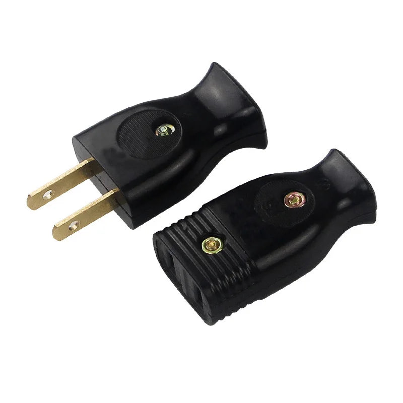 American 2-Pole Bakelite Power Plug - 15A Rewirable US Wiring Adapter Socket Connector for Power Cables