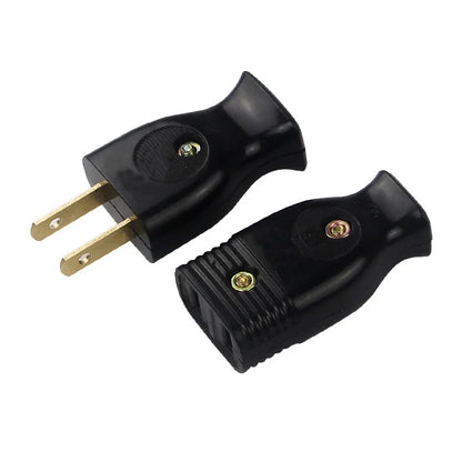 American 2-Pole Bakelite Power Plug - 15A Rewirable US Wiring Adapter Socket Connector for Power Cables