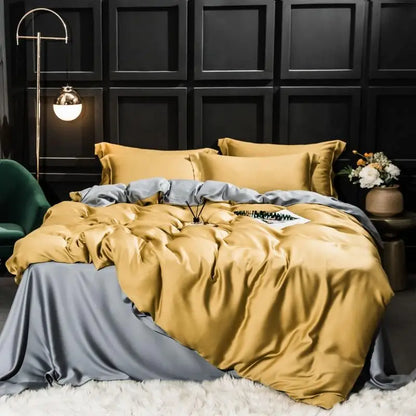 Liv-Esthete 100% Silk Bedding Set - Mulberry Silk Quilt Cover, Bed Sheet & Pillowcase, Queen/King Size Bed Linen