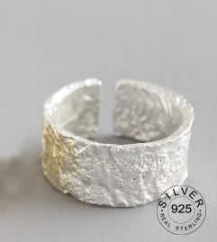 925 Sterling Silver Women’s Open Wave Ring – Irregular Wide Noodle Design Gift