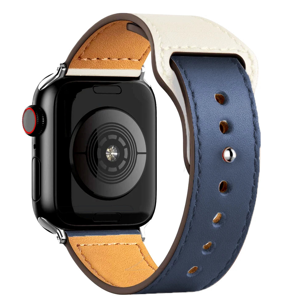 Leather Band for Apple Watch Ultra 2 – Compatible 49mm/45mm/44mm/41mm/40mm/38mm, Wrist Bracelet Strap for iWatch Series 3–9, SE, 4, 5, 6, 7, 8 & 9