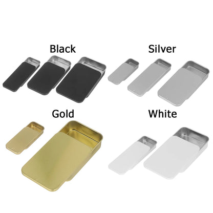 Metal Rectangular Mini Tin Box – Hinged Push-Top Candy, Pill & Small Storage Container