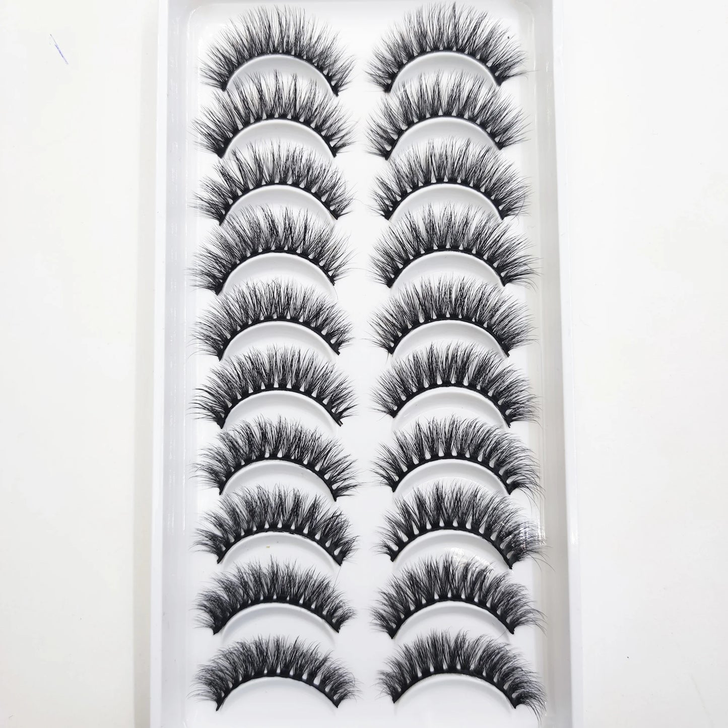 10 Pairs 3D Mink False Eyelashes – Soft Natural Cross Messy Dense Lash Extensions Makeup