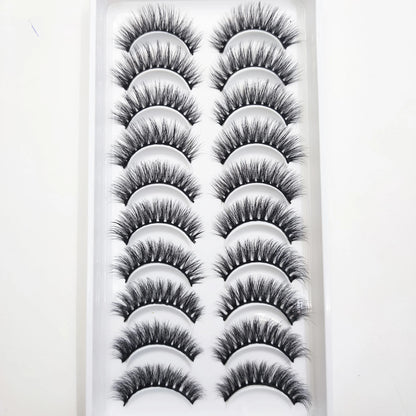 10 Pairs 3D Mink False Eyelashes – Soft Natural Cross Messy Dense Lash Extensions Makeup