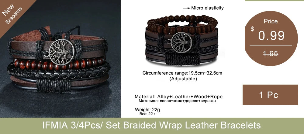Vintage Gothic Punk Moon & Star Metal Bracelet - Multilayer Leather Bangle for Men, Leaf & Sun Arm Jewelry