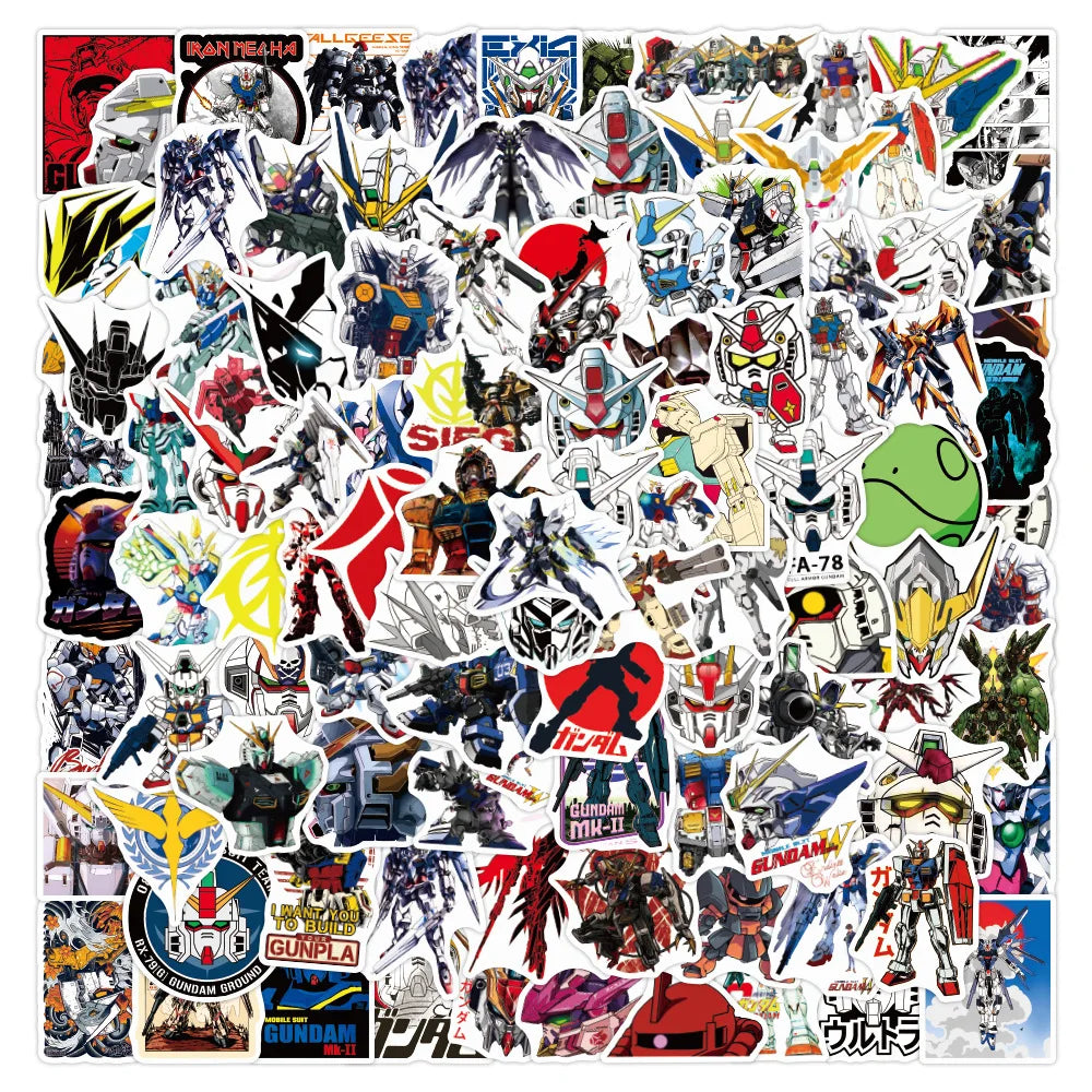 10/30/50/100-Piece Gundam Anime Sticker Set - Cool Cartoon Graffiti Decals for Motorcycles, Luggage, Guitars, Skateboards, and DIY Crafts