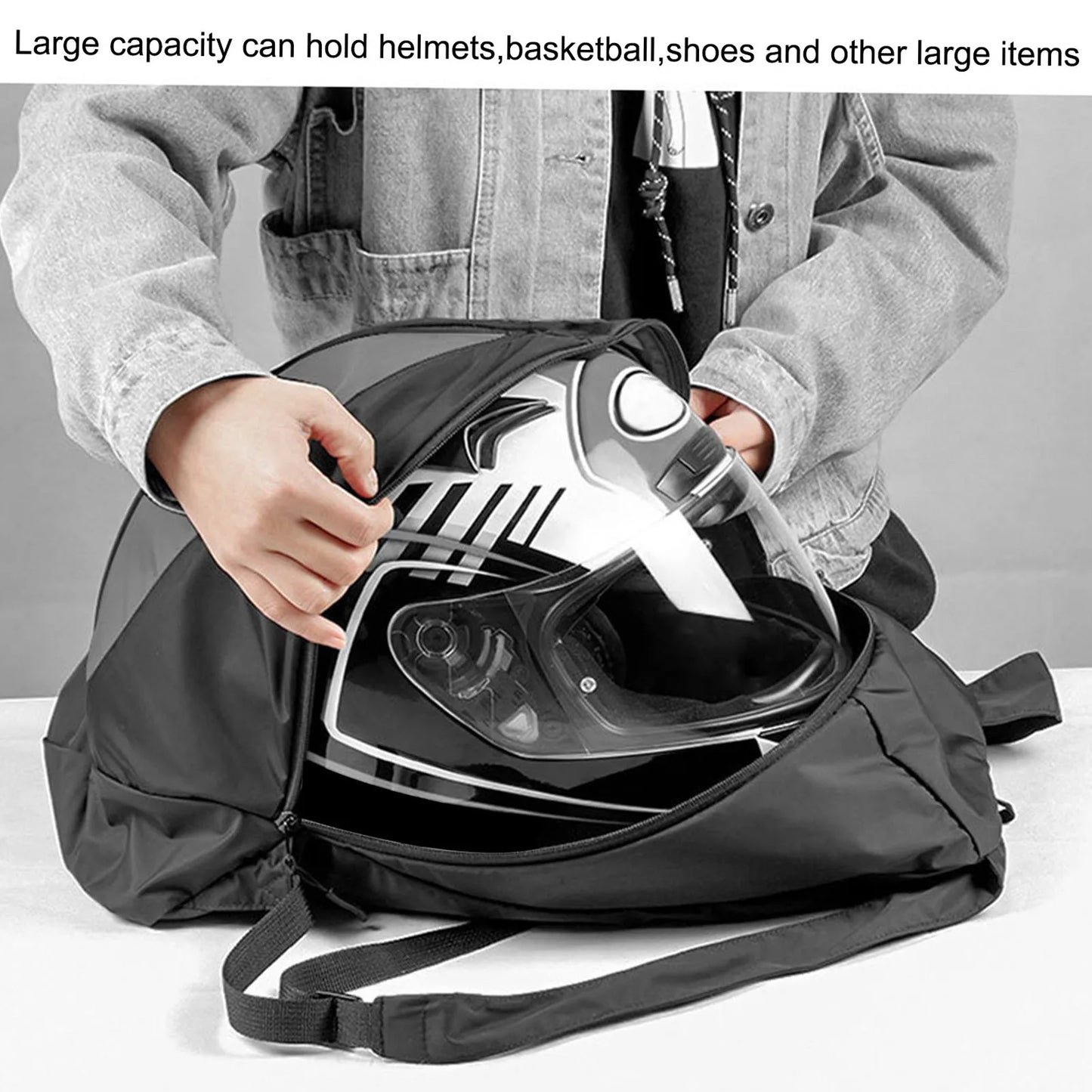 28L Motorcycle Helmet Backpack - Lightweight Storage Carrying Bag, Large Capacity for Riding, Bicycle, Sports, and Gym