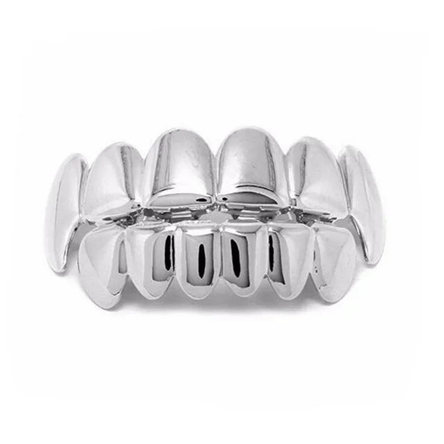 TOPGRILLZ Rose Gold Hip Hop Teeth Grillz Set - Top & Bottom Plated Tooth Caps for Party, Christmas & Costume Style