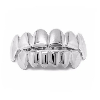 TOPGRILLZ Rose Gold Hip Hop Teeth Grillz Set - Top & Bottom Plated Tooth Caps for Party, Christmas & Costume Style