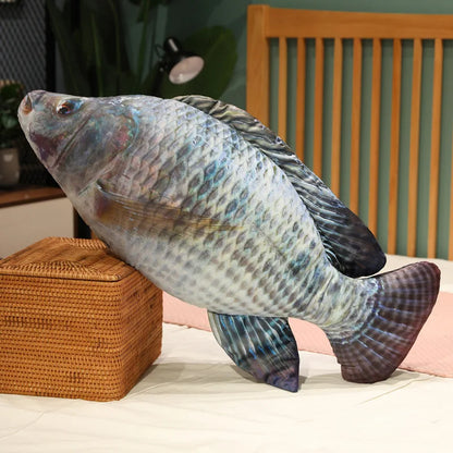30-100CM Realistic Fish Plush Toy – Soft Tilapia, Carp & Bream Stuffed Pillow, Bed Cushion, Creative Home Decor & Gift